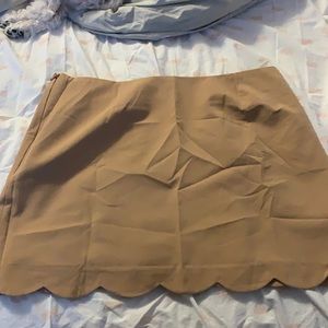 Tan Scallop Mini Skirt